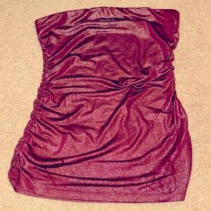Charlotte Russe Shimmering Burgundy Strapless Blouse